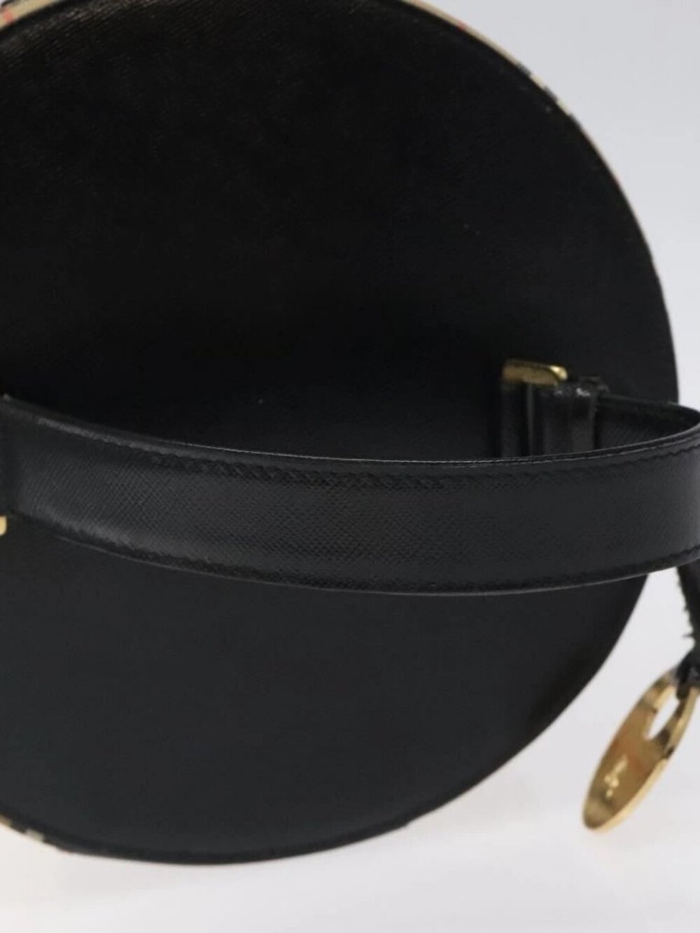 Burberrys Nova Check Hand Bag Canvas Beige Gold Auth 120481 - Picture 7 of 16